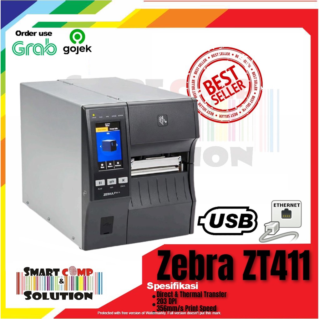 Printer Label Barcode Industrial 203DPI - Zebra ZT411 / ZT-411 / ZT 41