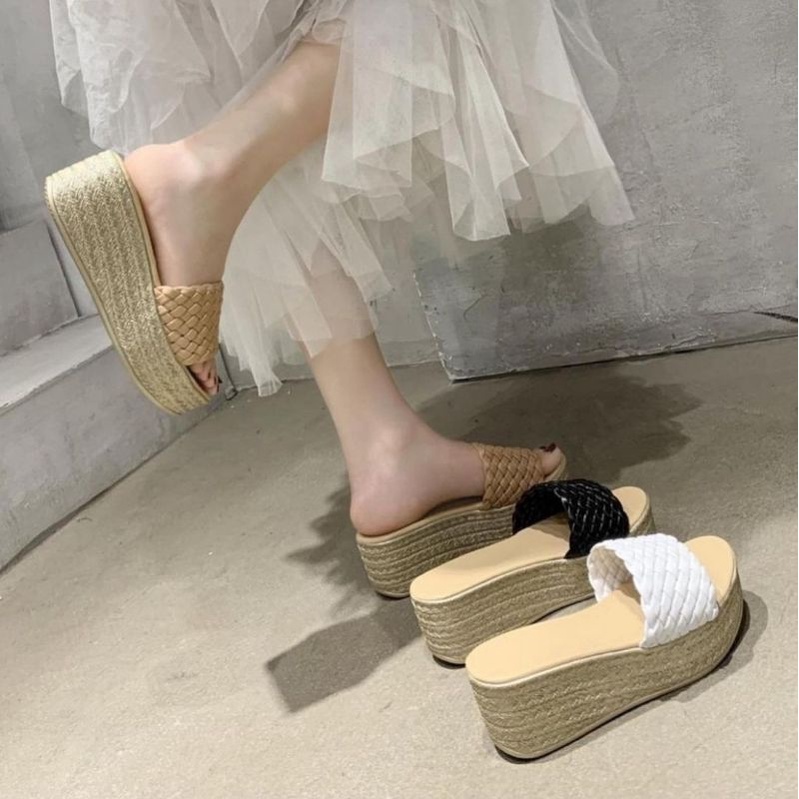 ABBUSHOES YM 16 wedges sandal anyaman  wanita 7cm