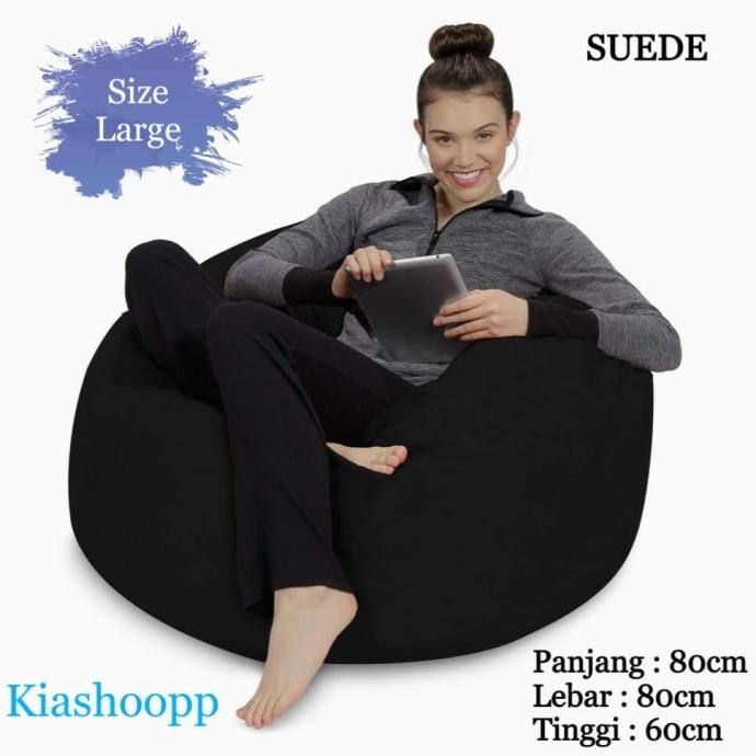 

SOFA BEAN BAG SIZE L + ISI STYROFOAM - SUEDE HITAM XCD645DF
