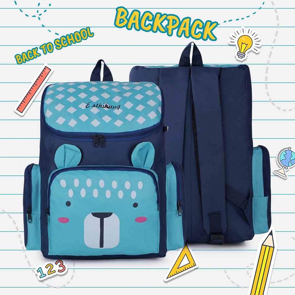 Tas Ransel Anak Sekolah TK SD Gookids BR610 Karakter Beruang Backpack Warna Biru