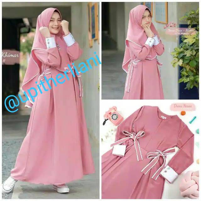 Gamis | nessa syari | Dress muslim | khimar bahan moscrepe