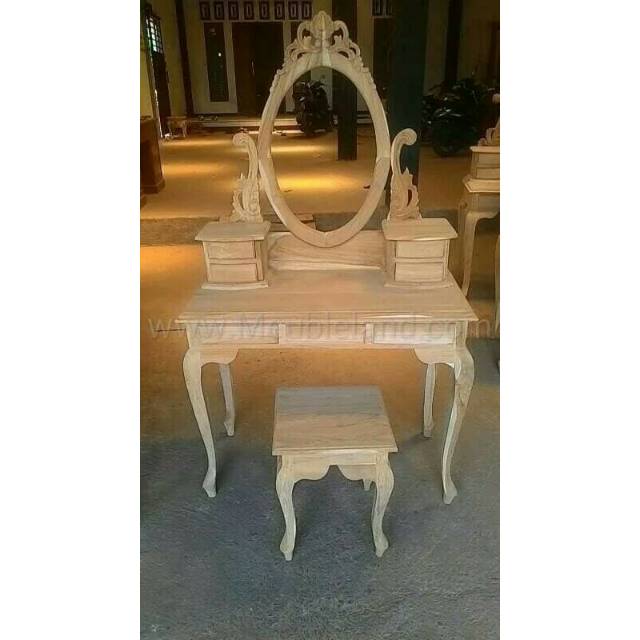 Meja Rias Minimalis MENTAH Kayu Jati Mebel Jepara