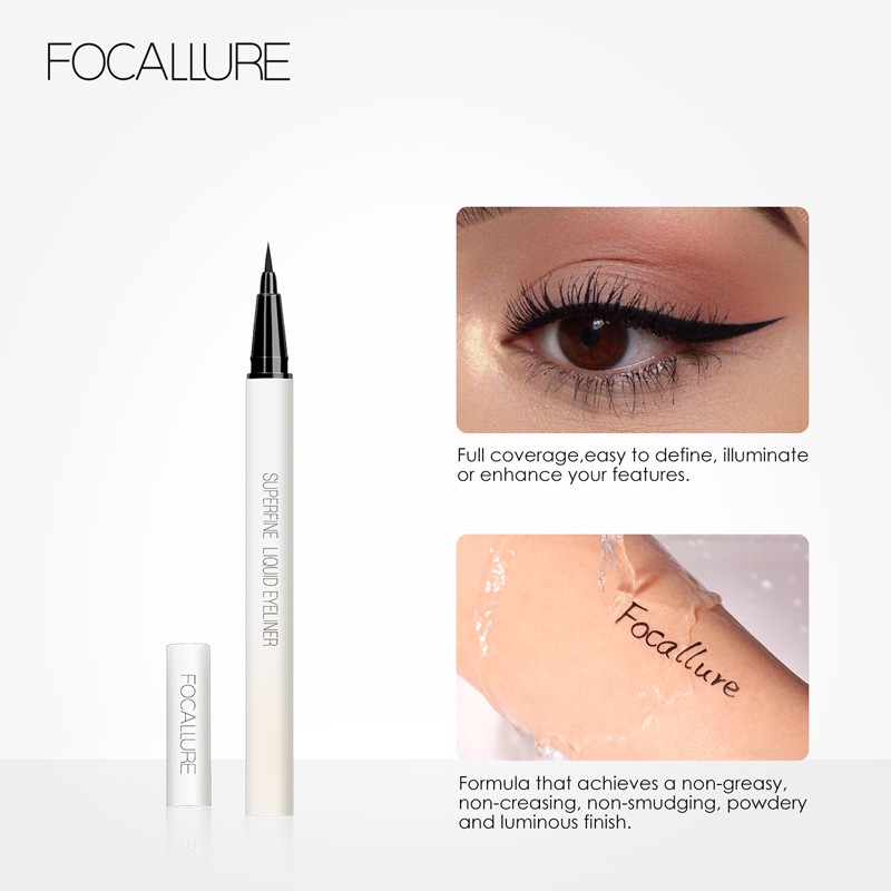 FOCALLURE Tahan Air eyeliner Hitam liquid eye liner Superfine Liquid eyeliner Tahan Hingga 12 Jam