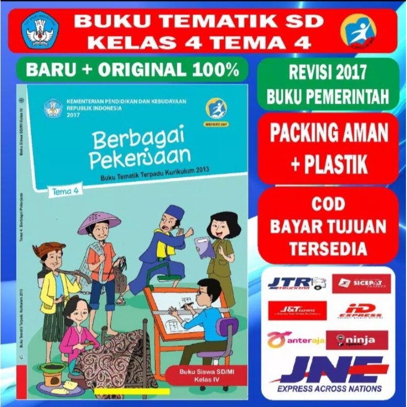 ORI paket buku teks Tematik k13 Dikbud kelas 4 tema 3,4,5 semester 1 edisi revisi terbaru