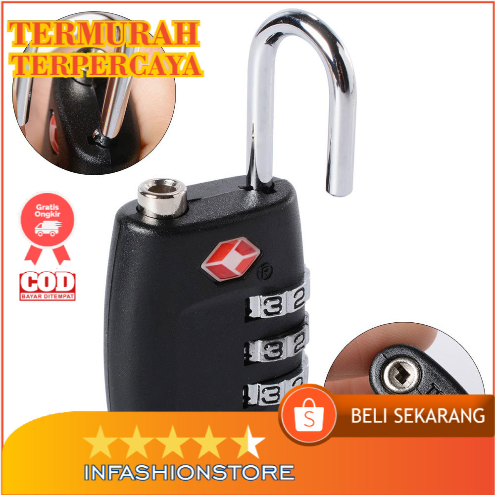 Gembok Stanless Anti Karat/Gembok Koper Travel/ Anti Maling/Gembok Anti Rust/Gembok Anti Cut/ Gembok