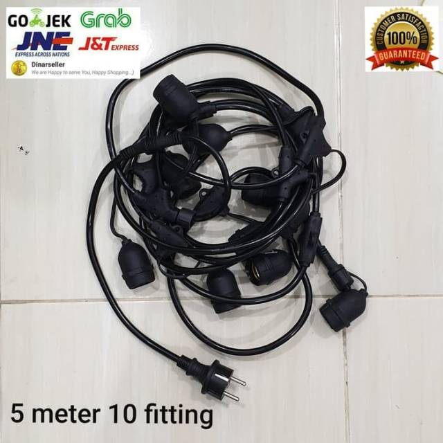 Fitting lampu outdoor 5 meter 10 fitting