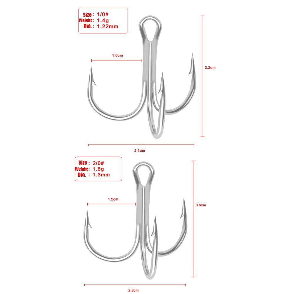 Suyo 10PCS/Set Fishhooks Ahite Nickel Lure Sharpened Treble Jig