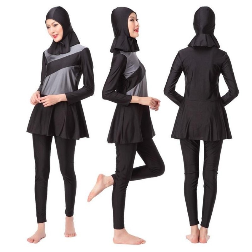 Jual Ocean Wanita Baru Fashion Muslim Swimwear 3 Pcs Konservatif Swimming Suit  Grey  Intl Diskon