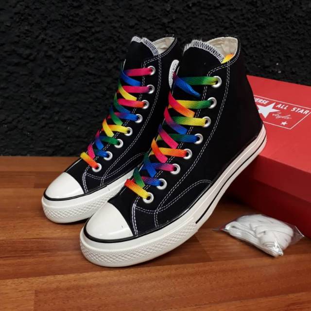 CONVERSE HIGH 70.S BLACK RAINBOW PREMIUM BNIB MADE IN VIETNAM Size 37/38/39/40