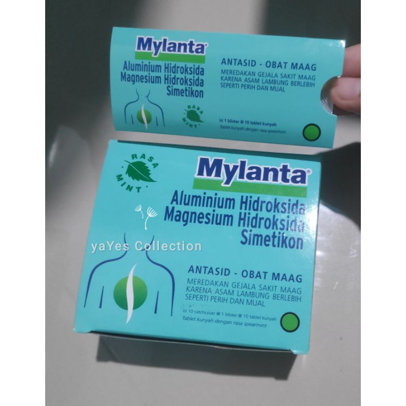 Mylanta Obat Maag 1 Blister 10 Tablet Kunyah asam lambung perih mual Mint milanta dewasa anak 6+ th