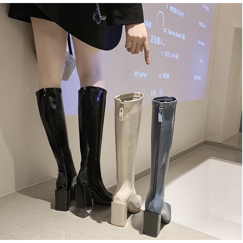 Wateproof Knee High Boots With Heels Boots Tinggi Selutut