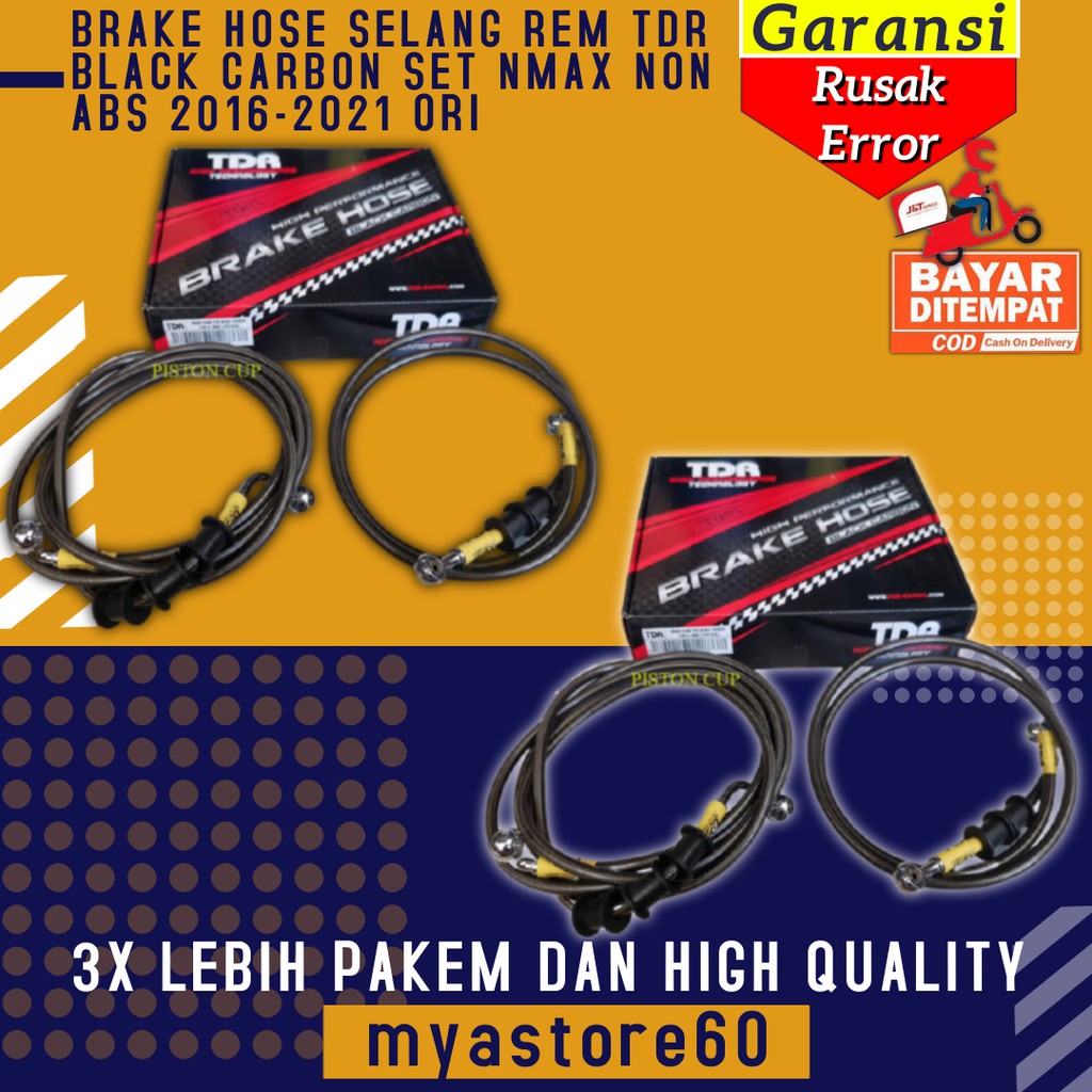 BRAKE HOSE SELANG REM TDR BLACK CARBON SET YAMAHA NMAX NON ABS 2016-2021 ORI