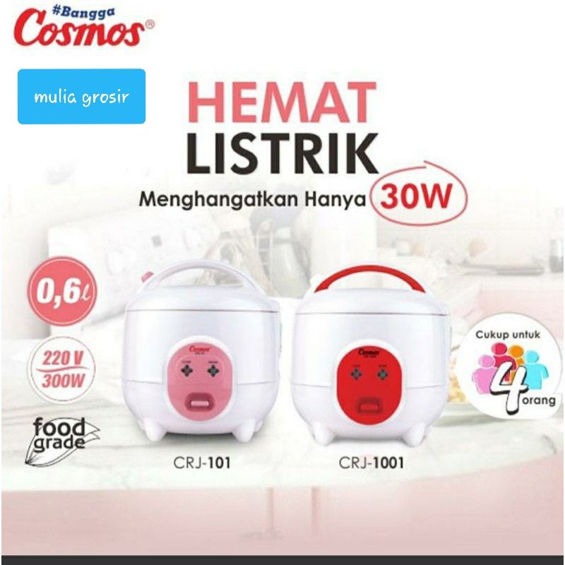 Magic Com Cosmos CRJ 1001 N 0.6L / Penanak Nasi Serbaguna 3in1 ( Masak Kukus Hangatin )