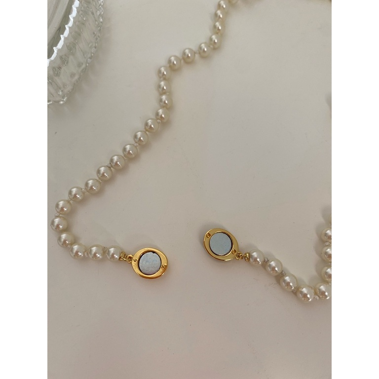 Saturn Kalung Rantai Dengan Liontin Mutiara Imitasi Untuk Wanita