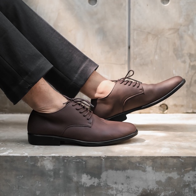 Derby Brown | Sepatu Pantofel Formal Kasual Kerja Kuliah Pria Cowok Men Lokal Laces | FORIND x Worka