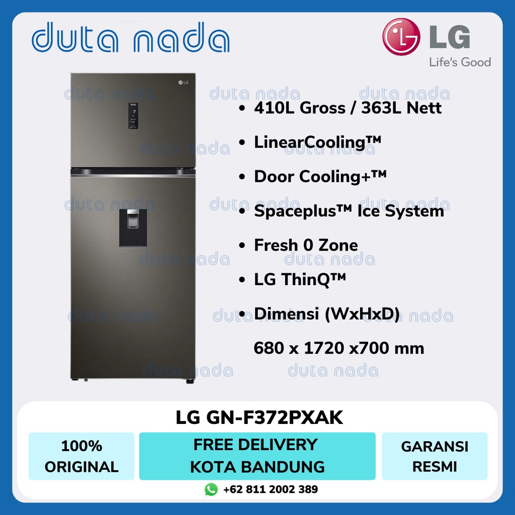 LG Kulkas 2 Pintu Dengan Dispenser Air GNF372PXAK / GN-F372PXAK