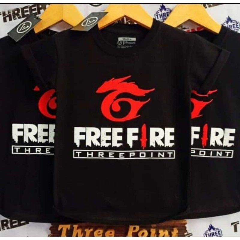 THREEPOINT BAJU KAOS ANAK LAKI-LAKI PEREMPUAN LOGO FF HITAM PREMIUM DISTRO