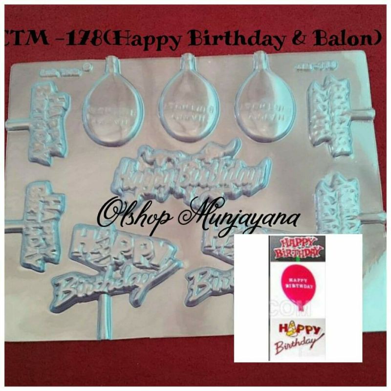Cetakan Coklat Mika HappyBirthday Balon CTM-178