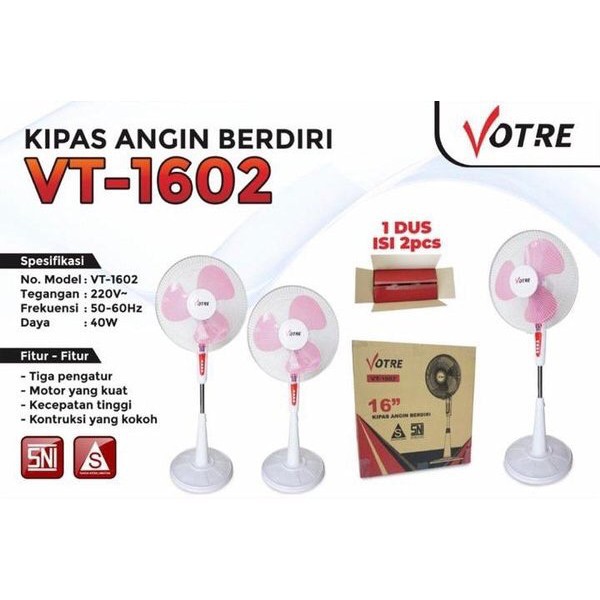 (PENGIRIMAN KHUSUS OJEK ONLINE) Kipas Berdiri Votre 16 inch VT 1602