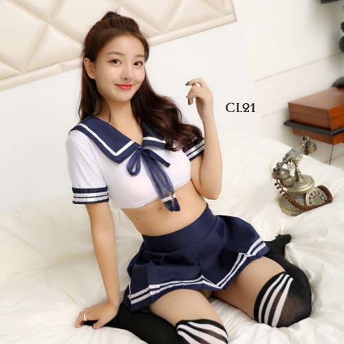 [READY STOCK] LINGERIE SEXY LINGERIE KOSTUM SEXY STUDENT UNIFORM SERAGAM BIRU CL21