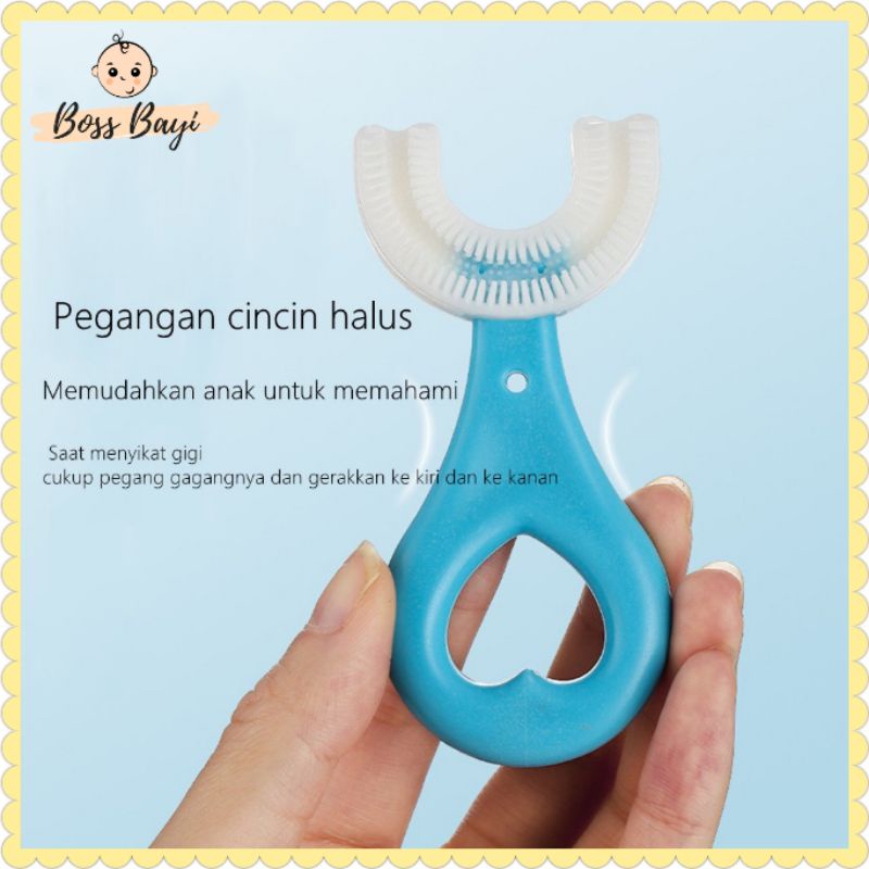 Sikat Gigi Anak Balita Bahan Silikon Bentuk U / Training Toothbrush U-Shape - Tooth Cleaning Mousse / Pasta Gigi Anak