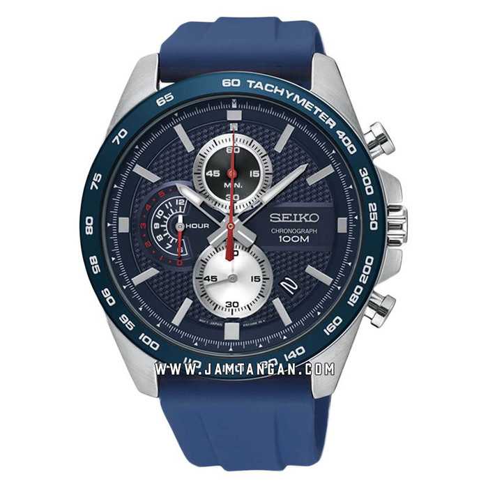Seiko Chronograph SSB289P1 Blue Dial Blue Rubber Strap