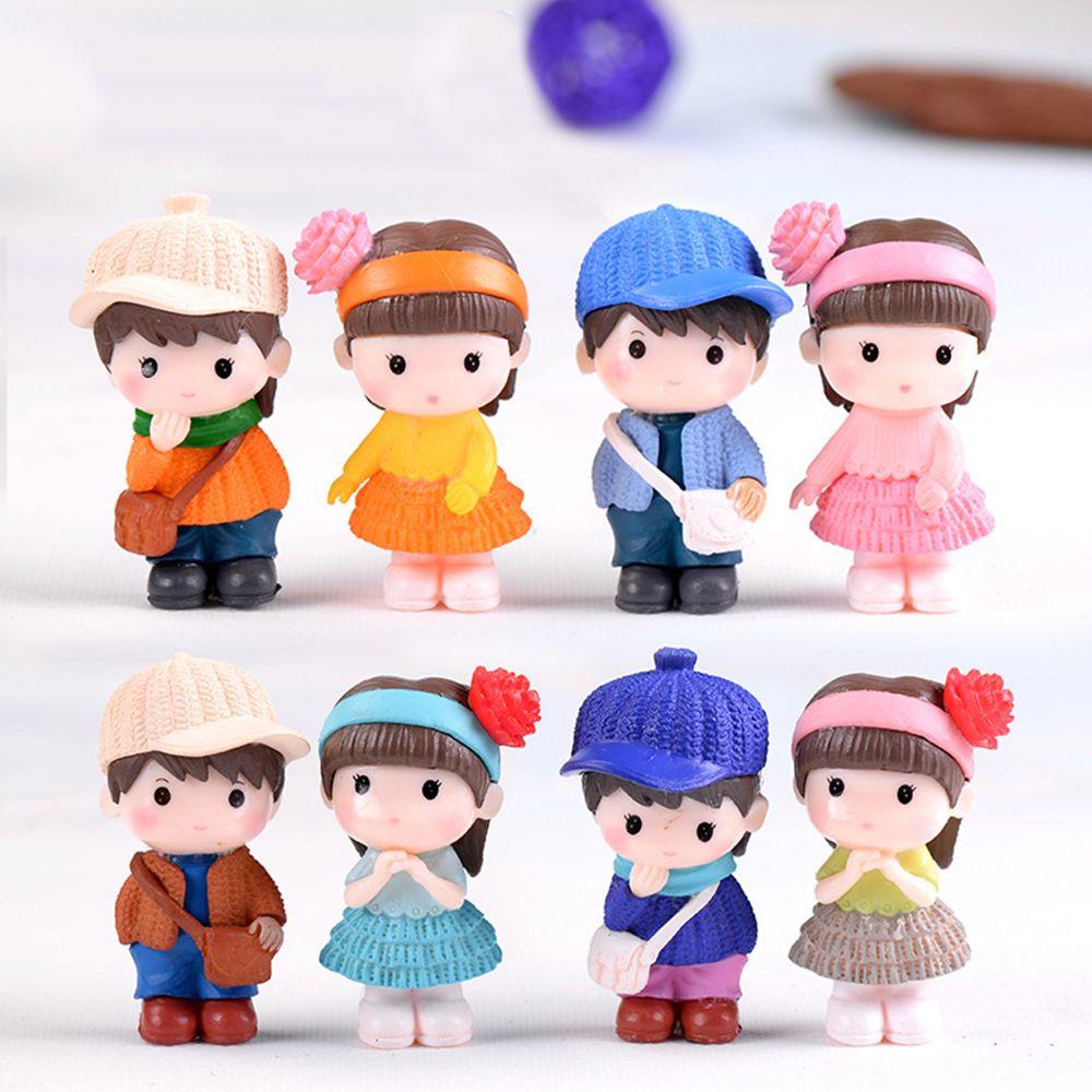 Agustina Miniatur Ornamen 8Pcs/Set Patung Resin Hadiah Untuk Anak Perempuan Mainan Rumah Bermain