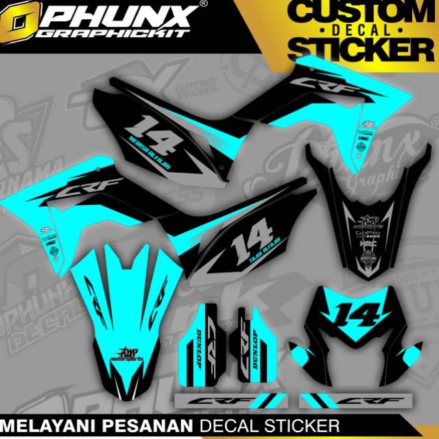 STIKER DECAL CRF 150 L TOSCA BLACK BISA UNTUK SEMUA MOTOR