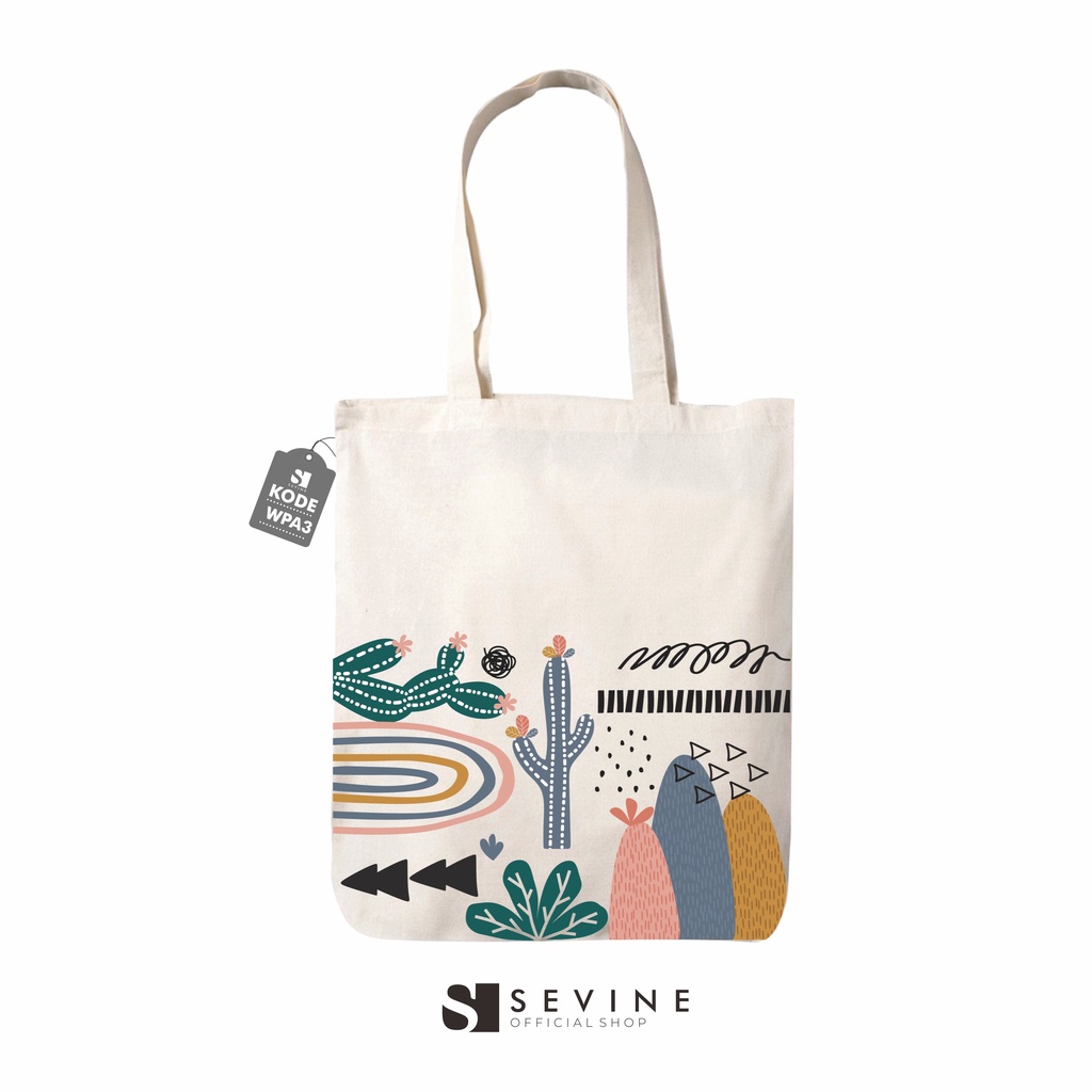 Sevine Tote Bag Resleting Drill Totebag Tas Laptop Wanita Woman Painting Abstrak Art  - WPA