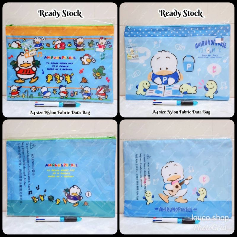 

Nylon Fabric Zipper Data Bag Map File Dokumen A4 Lucu Sanrio Karakter Ahiru No Pekkle Duck