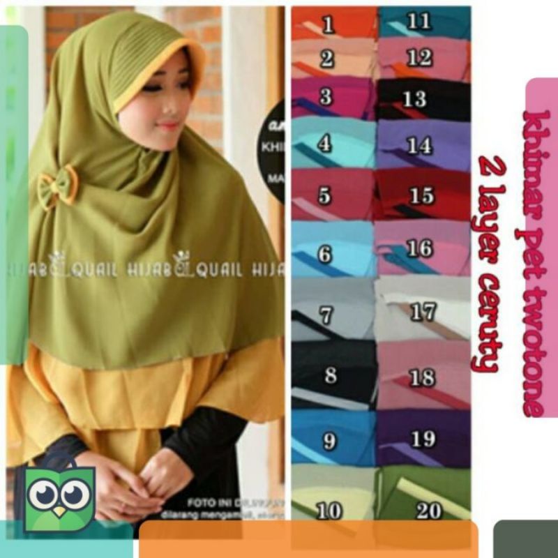 preloved khimar 2 layer two tone by NM