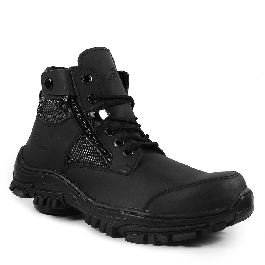 MS Shop - Sepatu Safety Boots Pria Crocodile Jointer PDL Hitam Sleting Bots Outdoor Hiking Tracking