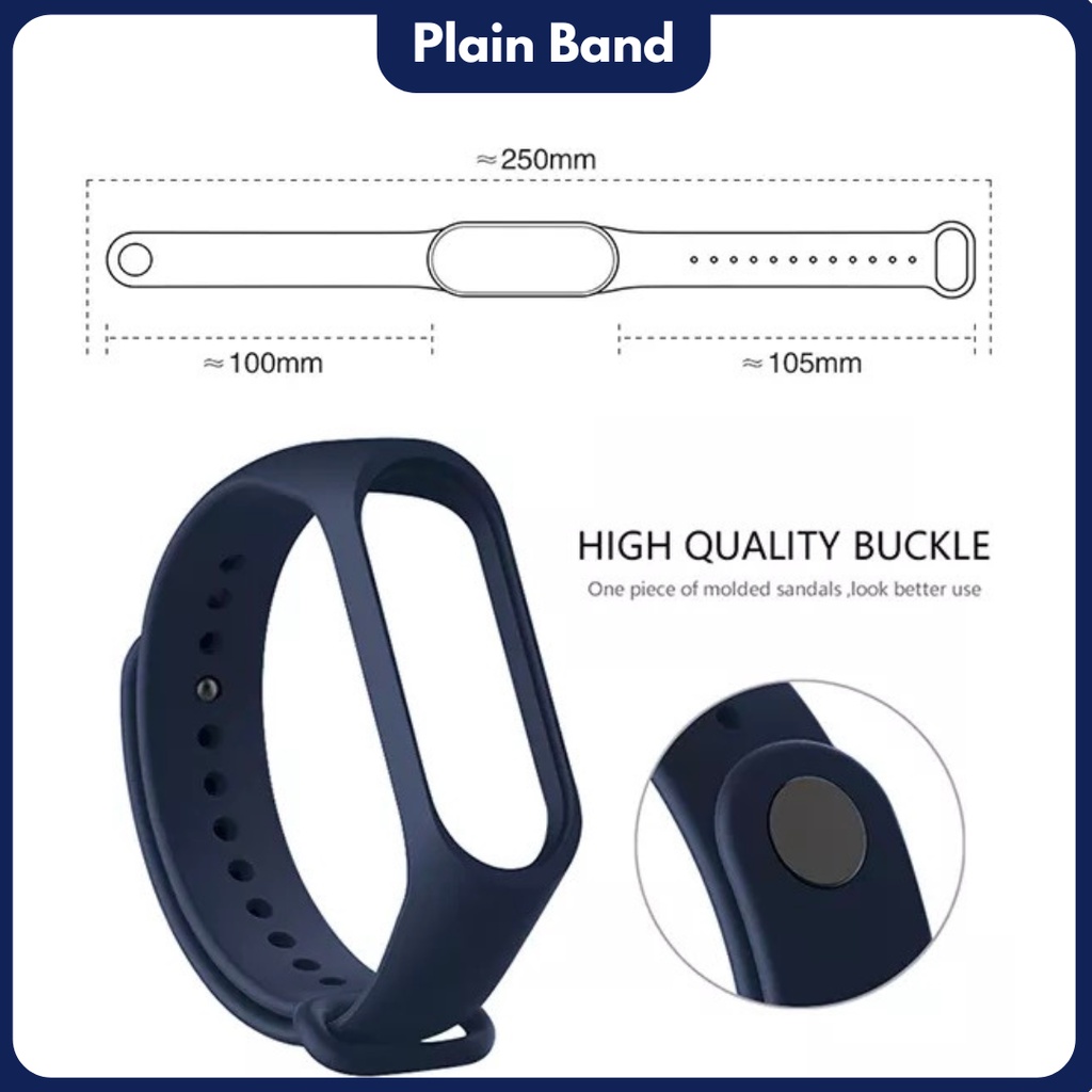 Plain Strap Mi Band 3 4 5 6 Strap Silicone Tali Pengganti Xiaomi Band 3 4 5 6