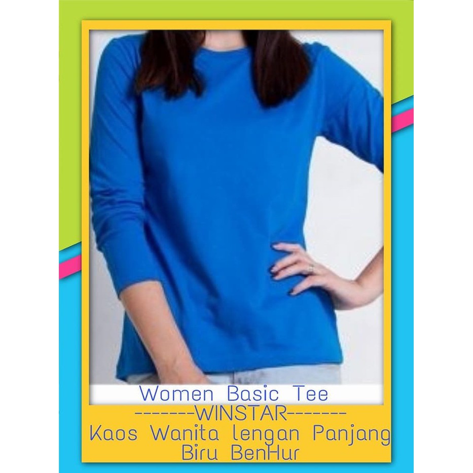 Kaos polos PANJANG wanita BENHUR/ oblong cewek lengan panjang / kaos hijab / winstar polos /kaos pol