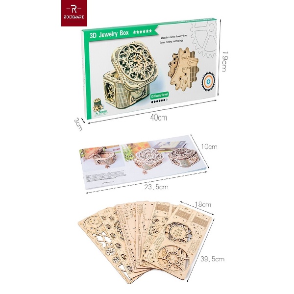 ROCKWARE RW-DIY04 - Creative Wooden Puzzle 3D - Jewelry Box