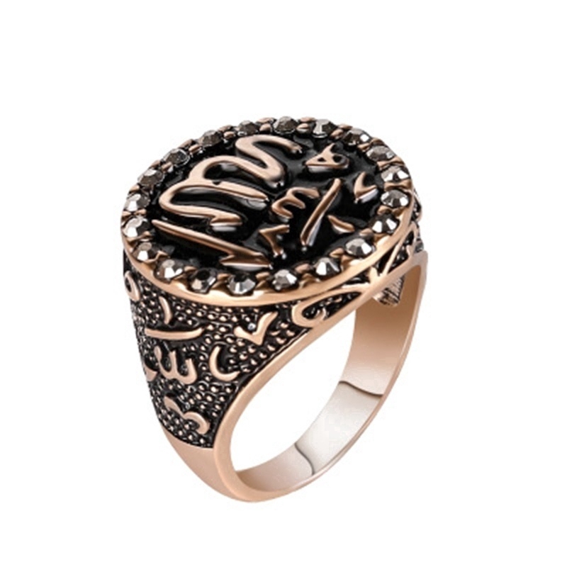 Cincin Zirkon Gaya Muslim Fashion Pria/Aksesoris Perhiasan Religius