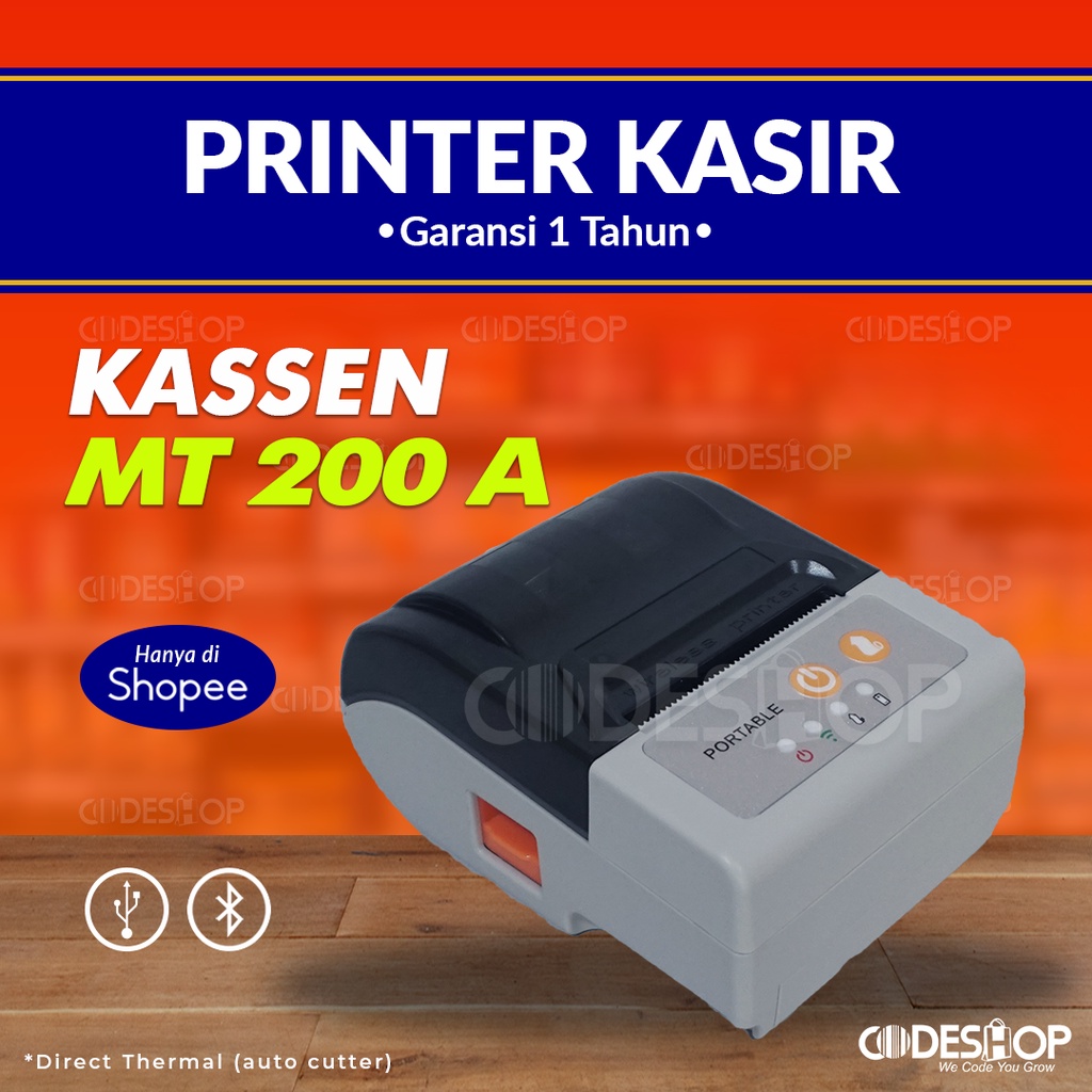 KASSEN MT-200A Printer Kasir Portable - Cetak Struk Receipt Auto Cutter