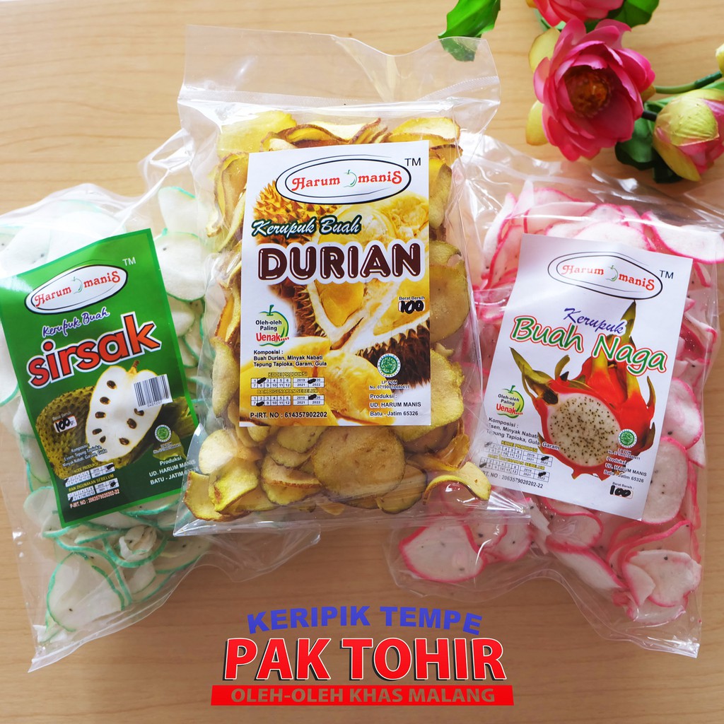 Jual Kerupuk Buah Harum Manis 100gr Durian Apel Strawberry