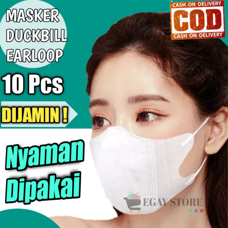 Masker Duckbill 3ply 3 Ply Duckbil Earloop Kepala Nyaman Dipakai Murah Cod Isi 10 Pcs