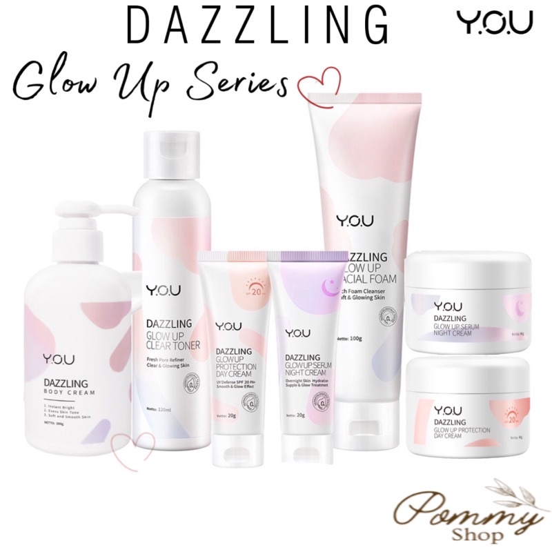 You Dazzling Glow Up Series Day Cream Night Cream Toner Facial Foam Body Cream Tone Up