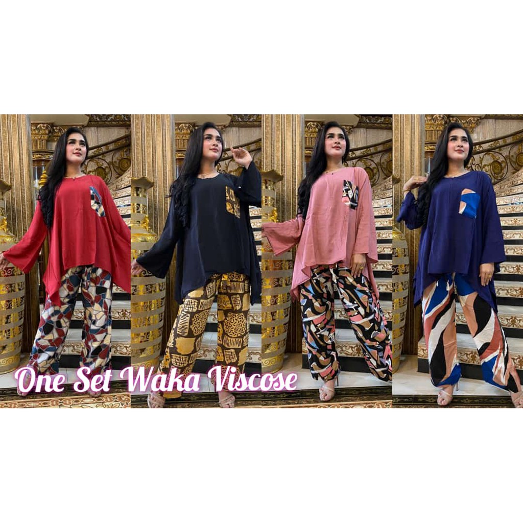 ULIA SET Setelan / One Set Waka Waka Jumbo Rayon Viscose Ori  / Coza Batik