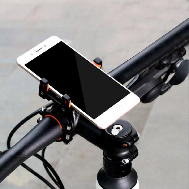 Holder Smartphone Sepeda Aluminum Handlebar Bracket Anti Slip - BM03 - Black/Orange