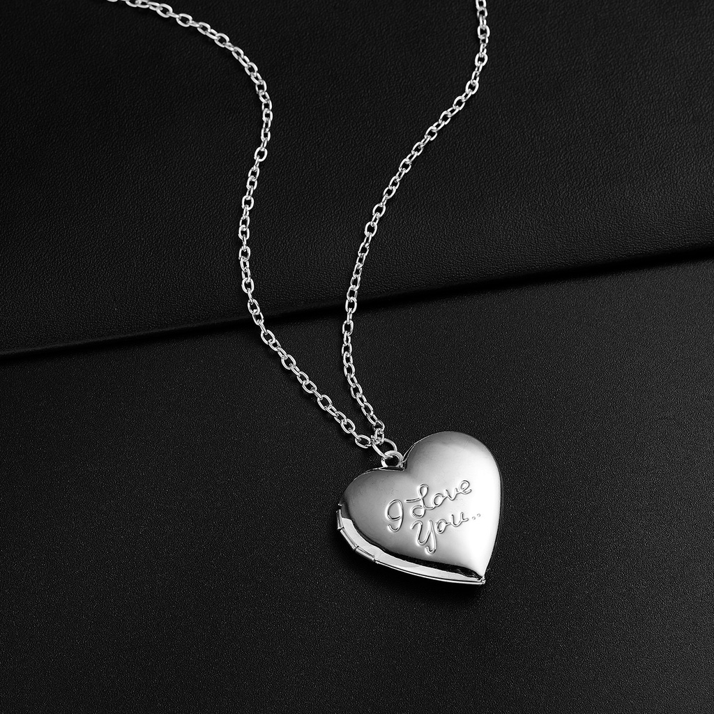 Fashion Silver Color Love Heart Locket Pendants for Women Men Openable Photo Frame Glossy Family Pet Picture Necklace Family Love Gift