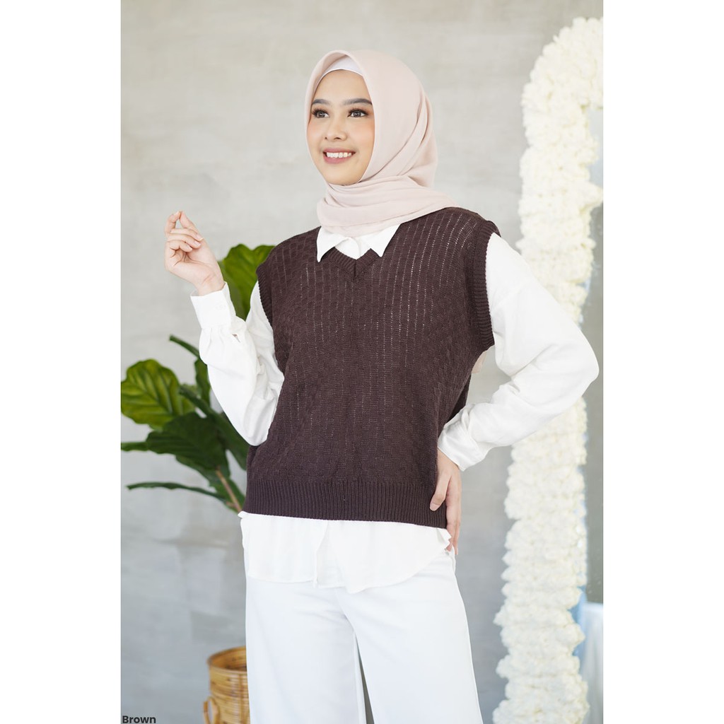 Chess Knit Vest Rompi Rajut Wanita