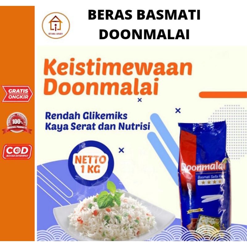 

BERAS BASMATI DOONMALAI 1KG/BERAS BASMATI DOONMALAI SELLA RICE GRADE A PREMIUM