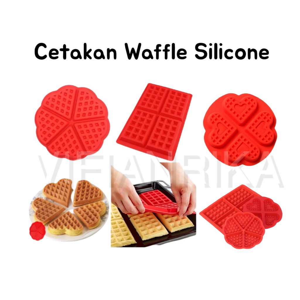 Cetakan Waffle Silicone Persegi Bulat Love