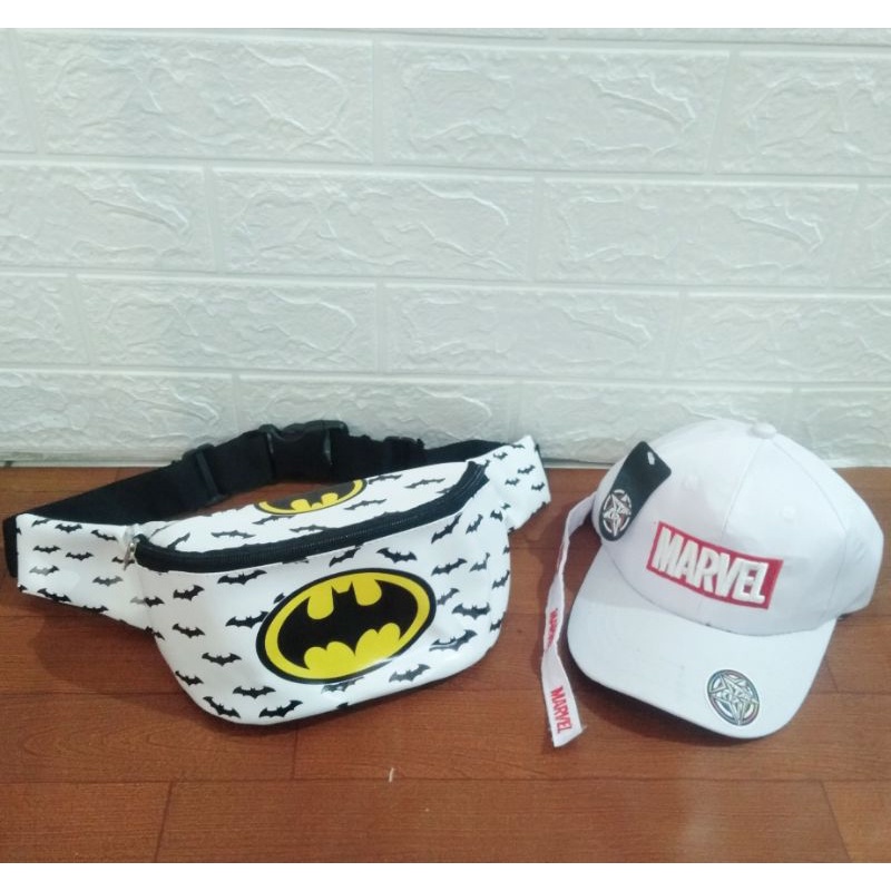 New arrival Tas SLempang anak usia 2-10tahun 2IN1 waistbag+Topi baseball Tas waterproof (anti air)