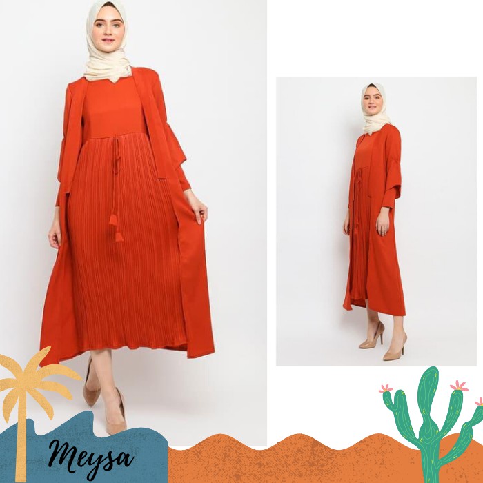 DRESS POLOS GAMIS OUTER LUNA MK07 PLISKET GAMIS KAOS TALI DRES PESTA BAJU WANITA REMAJA LEBARAN