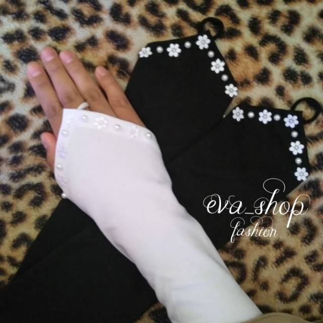 Handsock cincin aplikasi bunga+mutiara/manset cincin