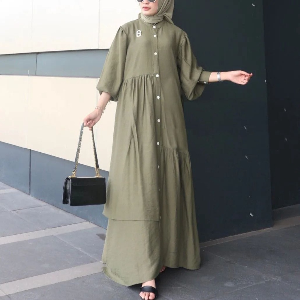 Azline Dress Bahan cringkle airflow / dress Kondangan / Gamis Wanita Terbaru Matt Cringkle Airflow / Fashion Kekinian